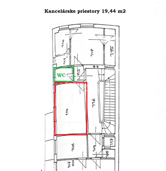 Prenájom kancelárske priestory 19,44 m2 Žilina, Mariánske námestie
