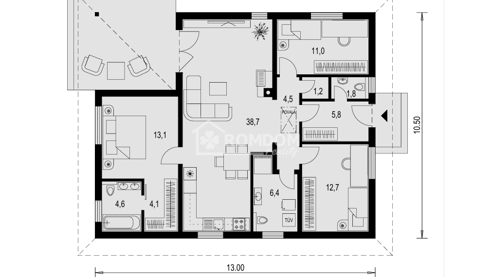 AKCIA! PREDAJ murovaný 4-izb. bungalov (dom 4), Láb, okr. Malacky