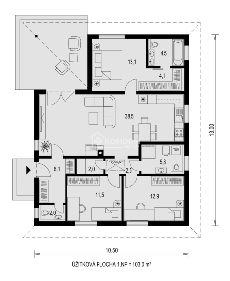 AKCIA! PREDAJ murovaný 4-izb. bungalov (dom 3), Láb, okr. Malacky