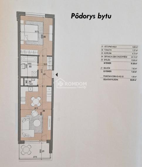 2i byt Zelené Vlčince 61m2 s parkovaním